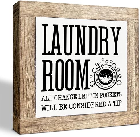 Laundry Wood Sign, Change Humor Sign for Laundry Room Decor, Decorative Wooden Box Signs, Farmhouse Decoration for Home Shelf Desk Tabletop, Rustic Home Decor in Kuwait