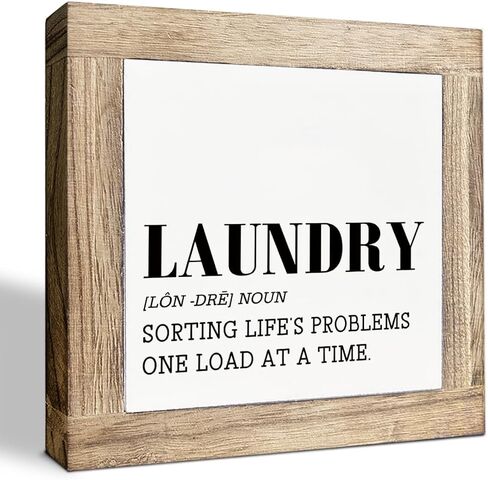 Laundry Wood Sign, Change Humor Sign for Laundry Room Decor, Decorative Wooden Box Signs, Farmhouse Decoration for Home Shelf Desk Tabletop, Rustic Home Decor in Kuwait