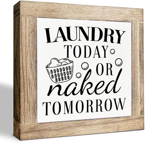 Laundry Wood Sign, Change Humor Sign for Laundry Room Decor, Decorative Wooden Box Signs, Farmhouse Decoration for Home Shelf Desk Tabletop, Rustic Home Decor in Kuwait