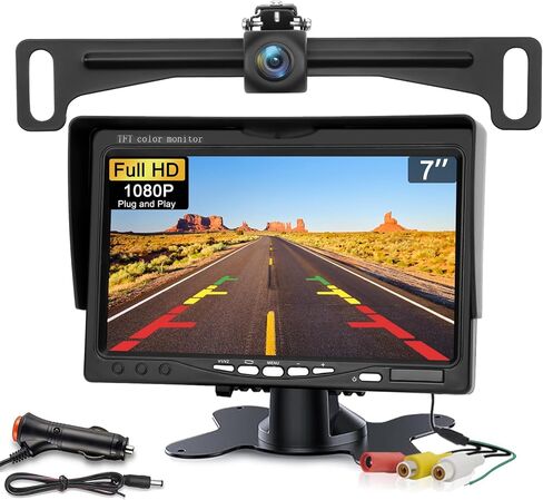 Kairiyard Backup Camera, 5inch Back up Camera for Car 170° Wide Angle DIY Grid Lines License Plate Reverse Rear View Camera Systems for Truck Car Trailer SUV in Kuwait