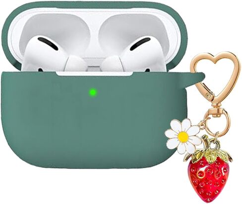 غطاء حافظة Airpods Pro 2، غطاء جلدي ناعم من السيليكون مع ملحقات حافظة واقية لسلسلة المفاتيح لجهاز Apple Airpods Pro Gen 2 الجديد حافظة شحن 2022 [مصباح LED أمامي مرئي] - وردي رملي in Kuwait