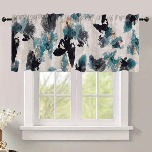 54x18 Inches Coffee Brown Window Treatment Valance Cappuccino Farmhouse Kitchen Blackout Drapes Bathroom Bedroom Living Room Polyester Fabric Curtains Decorations Supplies in Saudi Arabia