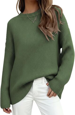 PRETTYGARDEN Womens Fall Sweaters 2025 Casual Chunky Crewneck Long Sleeve Ribbed Knit Oversized Pullover Sweater Tops in Saudi Arabia