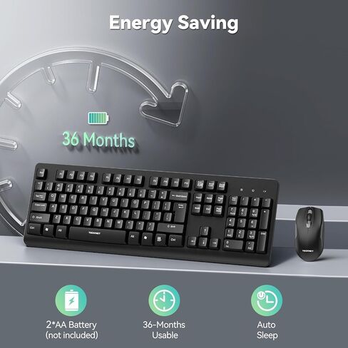 TECKNET Wireless Keyboard and Mouse Combo, Full Size Silent Ergonomic Keyboard and Mouse, Long Battery Life, Optical Mouse, Spill-Resistant, 2.4G Lag-Free Cordless Mice Keyboard for PC,Laptop,Computer in Saudi Arabia