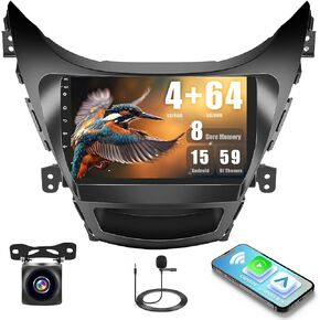 4G 64G for Hyundai Elantra 2011-2013 Radio CarPlay 9" in-Cell Touchscreen Car Stereo Android 15 Android Auto Bluetooth 5.0 GPS WiFi 18UI Backup Camera in Kuwait
