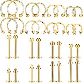64 PCS Jewelry Lip Barbell Ring Lip Rings Vertical Labret Medusa Snake Bite Earring Piercing Jewelry Helix Earring Daith Tragus Cartilage Studs Steel for Women Men in Kuwait