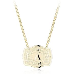 قلادة بحرف أولي مطلية بالذهب عيار 14 قيراط مع إبزيم حزام منقوش، اشترِ سلسلة واحصل على سلسلتين، قلادة مخصصة للنساء والرجال in Kuwait