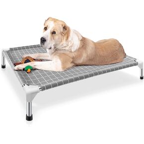 4-Sided Enclosed Elevated Dog Bed - Scratch-Resistant Stainless Steel Frame, Safety Fences to Prevent Falling, Ideal for Puppies & Cats, Indoor & Outdoor Use, Patio/Camping Friendly in Saudi Arabia