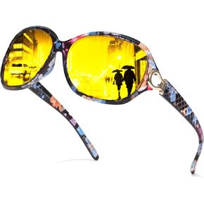 Chicid Night Vision Glasses for Driving, Women's Polarized Anti-Glare Yellow Lens with UV400 Protection in Kuwait