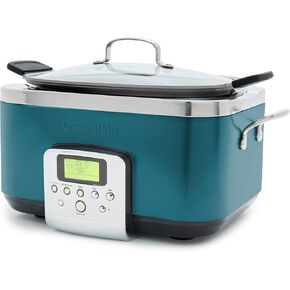 طباخ كهربائي بطيء 14 في 1 غير لاصق 6QT من GreenPan، طباخ سيراميك متعدد خالٍ من PFAS، تحمير في الوعاء، غطاء آمن للغسل في غسالة الأطباق ووعاء قابل للإزالة، قدر بخاري من الفولاذ المقاوم للصدأ، مقابض سيليكون، أخضر حكيم in Kuwait