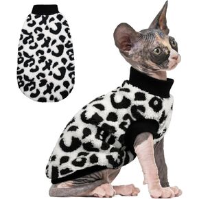 PUMYPOREITY Winter Warm Cat Sweater with Stretch Ribbed Collar & Cuffs, Snug & Secure Fit with Soft Plush Fleece, Easy-On Cat Sweatshirt for Indoor/Outdoor Use,Brown, M in Kuwait