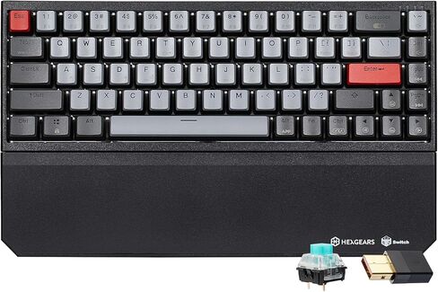 لوحة مفاتيح ميكانيكية لاسلكية Hexgears X5 كاملة الحجم 108 مفاتيح، Kailh Box 3.0 Clicky Switch، مريح، N-Key Rollover، لوحة مفاتيح ألعاب بإضاءة خلفية مع مسند للمعصم (داكن) in Kuwait