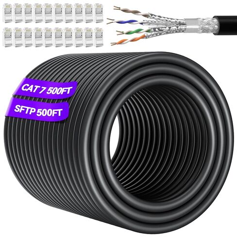 Soibke Cat 7 Ethernet Cable 10ft, Outdoor&Indoor, SFTP Cat 7 Triple Shielded Ethernet Cable, Network, Internet, LAN Cables, with RJ45 Connector for Router, Modern, PS4/5, Gaming in Saudi Arabia