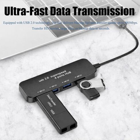 4-in-1 USB 2.0 Hub with 4 Ports, Ultra-Fast 480Mbps Data Transfer, Stable and Reliable Performance, Compact and Portable Design for Laptop, PC, MacBook, and More in Saudi Arabia