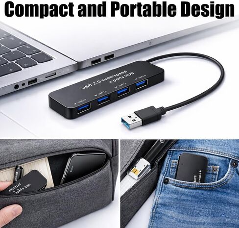 4-in-1 USB 2.0 Hub with 4 Ports, Ultra-Fast 480Mbps Data Transfer, Stable and Reliable Performance, Compact and Portable Design for Laptop, PC, MacBook, and More in Saudi Arabia