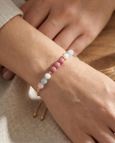 سوار كريستال نعمة السفر للنساء من HGDEER، 4 أحجار كريمة طبيعية مع بطاقة اقتباس، هدية رفيقة الرحلة ذات مغزى in Kuwait