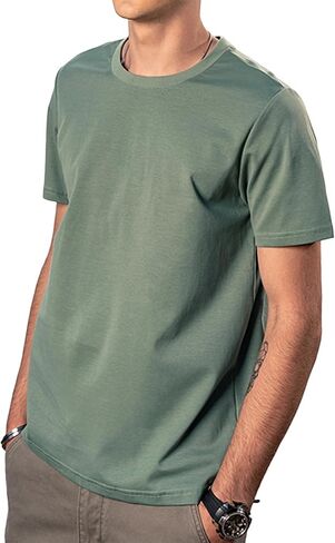 Men's Stripe Short Sleeve T-Shirt Mens Classic Casual Stripe Loose Shirts in Saudi Arabia