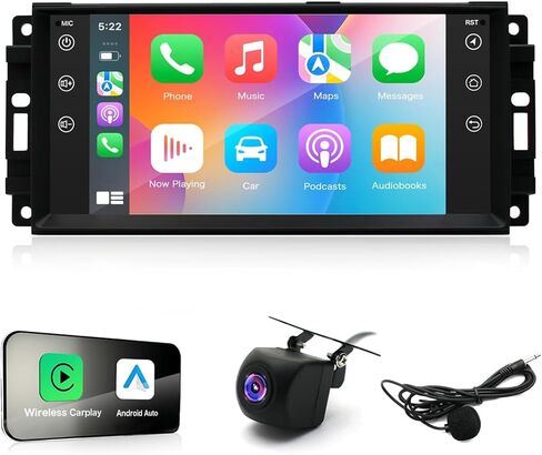 2 + 32G راديو السيارة ستيريو لسيارة جيب رانجلر JK كومباس جراند شيروكي دودج رام، مدمج لاسلكي Carplay Android Auto، شاشة لمس 10 بوصات للسيارة مع كاميرا احتياطية للملاحة WiFi GPS in Kuwait