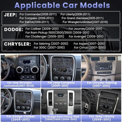 2 + 32G راديو السيارة ستيريو لسيارة جيب رانجلر JK كومباس جراند شيروكي دودج رام، مدمج لاسلكي Carplay Android Auto، شاشة لمس 10 بوصات للسيارة مع كاميرا احتياطية للملاحة WiFi GPS in Kuwait
