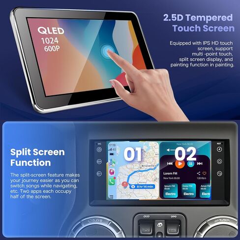 2 + 32G راديو السيارة ستيريو لسيارة جيب رانجلر JK كومباس جراند شيروكي دودج رام، مدمج لاسلكي Carplay Android Auto، شاشة لمس 10 بوصات للسيارة مع كاميرا احتياطية للملاحة WiFi GPS in Kuwait