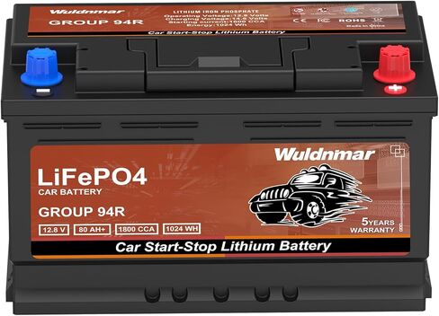 12V BCI Group 47 LiFePO4 Lithium Car Battery 600CCA Lightweight Automotive Start-Stop Battery Size H5 in Kuwait