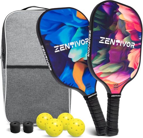 مجاذيف Carbalball Baddles خفيفة الوزن - مجاذيف Usapa Pickleball للنساء والرجال والمبتدئين والوسطيات | سطح شجاع ، تصميم أنيق | نواة امتصاص الصدمات 16MM ، قبضة ملهى in Kuwait