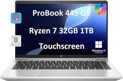 أحدث كمبيوتر محمول للأعمال HP ProBook 445 G9 (شاشة لمس FHD مقاس 14 بوصة، وذاكرة وصول عشوائي سعتها 16 جيجابايت، ومحرك أقراص SSD سعة 512 جيجابايت، وAMD Ryzen 7 5825U (> Intel i7-1165G7)) وبصمة الإصبع وكاميرا ويب تعمل بالأشعة تحت الحمراء وRJ-45 وWolf Pro Sec in Kuwait