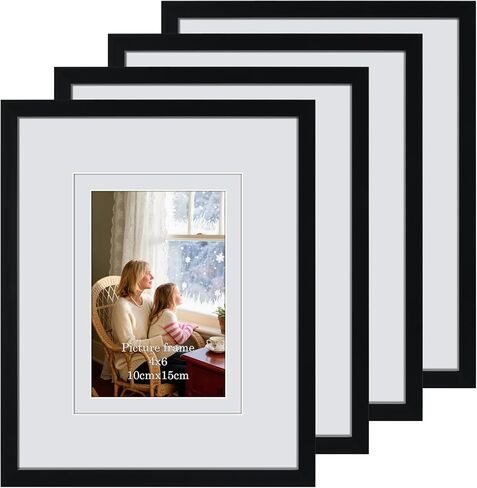 PHAREGE 8x10 White Picture Frames 4 Pack, Double Mat Frame for 5x7 or 4x6 Photo, Tabletop Display or Wall Hanging in Kuwait