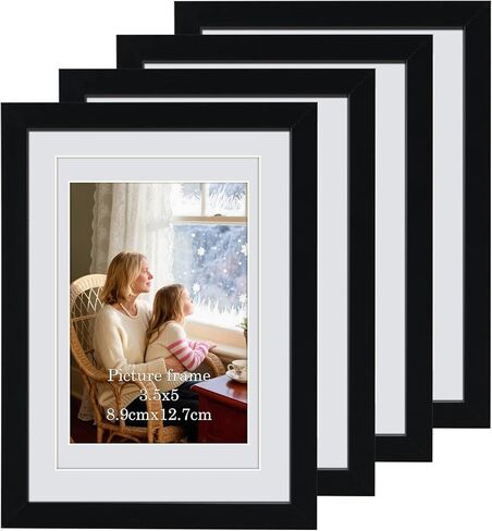 PHAREGE 8x10 White Picture Frames 4 Pack, Double Mat Frame for 5x7 or 4x6 Photo, Tabletop Display or Wall Hanging in Kuwait