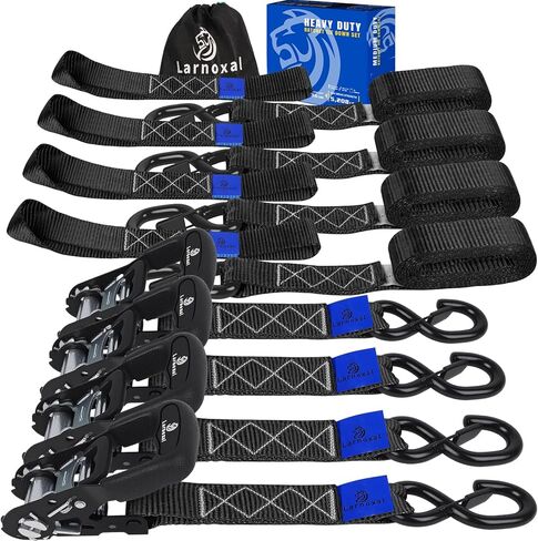 Ratchet Straps 4 Pack - 5,208 Lbs Break Strength 1.5 in x 8.2 Ft Heavy Duty Ratchet Tie Down Straps with S Hooks Set for Truck, Cargo Van, Trailer, Motorcycle (Green) in Saudi Arabia