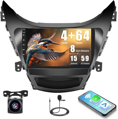 4G 64G for Hyundai Elantra 2011-2013 Radio CarPlay 9" in-Cell Touchscreen Car Stereo Android 15 Android Auto Bluetooth 5.0 GPS WiFi 18UI Backup Camera in Kuwait