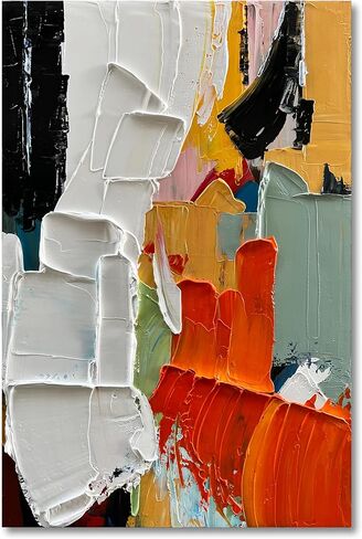 Limiyer Art Hand-painted white and green texture abstract oil painting 24x48-inch canvas painting for home and office wall decoration art in Kuwait