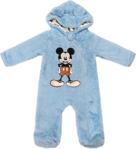 Magic Threadz Disney Clothes Baby Boy Hooded Pram Suit Newborn Fleece Coverall Footies with Ears Mickey, Pooh, Dumbo (0-6/9M) in Kuwait