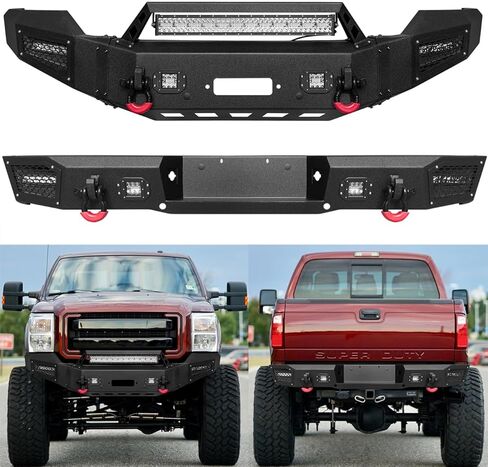 VIJAY Front and Rear Bumper Fits 1999-2004 Ford F250 F350 F450 Super Duty with Winch Plate and Lights in Kuwait