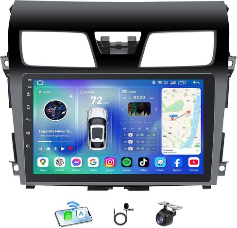 ستيريو راديو السيارة لـ Altima 2013-2018: 5GWiFi 8 Core 4G+32G Wireless CarPlay Android 13-1080P كاميرا احتياطية 1280 * 800 HD 10 بوصة تعمل باللمس بلوتوث 36EQ - GPS SWC FM DSP Mirror Link in Kuwait