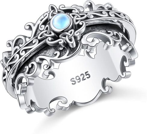 Lotus Moonstone Ring 925 Sterling Silver Fildget Rings للقلق الإجهاد تخفيف ADHD حلقات التوحد هدية المجوهرات للنساء in Kuwait