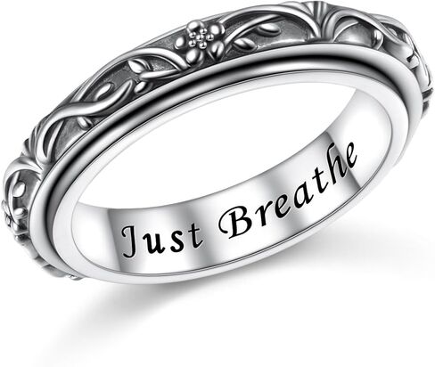 Lotus Moonstone Ring 925 Sterling Silver Fildget Rings للقلق الإجهاد تخفيف ADHD حلقات التوحد هدية المجوهرات للنساء in Kuwait