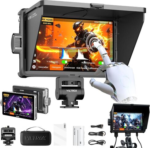 Viltrox DC-A1 2800 NITS 7 "شاشة حقل الكاميرا ، فائقة 4K HDMI 2.0 In/Out DSLR شاشة اللمس شاشة Full HD 1920 * 1080 IPS 3D LUT مع بطارية 2200mAh و Sunshade لـ Sony Canon Nikon in Saudi Arabia
