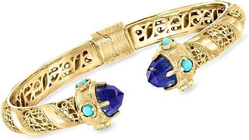 Ross-Simons Lapis and Turquoise Cuff Bracelet in 18kt Gold Over Sterling in Saudi Arabia