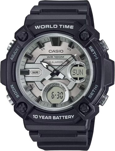 Casio AEQ-120W سلسلة | أسود | بطارية 10 سنوات | وقت العالم | التنبيه اليومي | مؤقت العد التنازلي | الساعة الرقمية التناظرية in Saudi Arabia