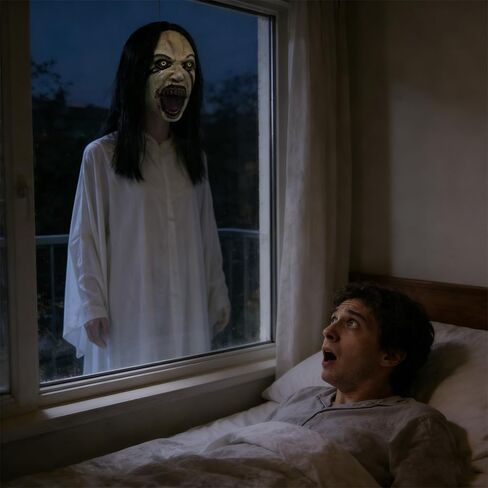 Bulex Horror Crying Woman Mask with Wigs, Latex Creepy Scary Evil Female Ghost Devil Full Head Mask Halloween Cosplay Props in Kuwait