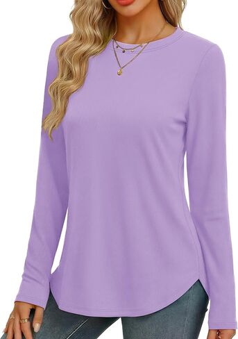 YUCOLEN Womens Long Sleeve Shirts for Legging Fitted Crewneck Casual Tunics in Kuwait