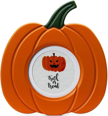 5x7 White Pumpkin Picture Frame for Halloween Fall Decor, Solid Wood with Real Glass, Display 5x7 Photo Matted to 4x6, Vertical Display Desk Tabletop or Wall Hanging in Saudi Arabia