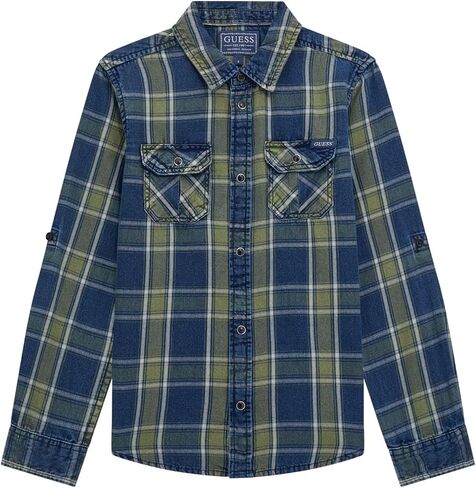 GUESS Boys' Long Sleeve Indigo Twill Shirt in Saudi Arabia
