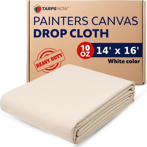 TARPS NOW 15 × 20 قدمًا من القماش القماش القماش - يتكون قماش القماش الشاق لجميع الأغراض من القماش المتين ومرن 100 ٪ قابلة لإعادة الاستخدام 10 أوقية من قماش القطن الطبي الطبيعي للطلاء للطلاء in Kuwait