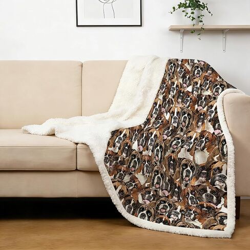 BlessLiving Boston Terrier بطانية للكلاب، 50 × 60 بوصة رمي الصوف القطيفة - بطانيات الكلاب الفرنسية المريحة فائقة النعومة للفتيات والأطفال ومحبي الحيوانات الأليفة، هدية جرو لطيفة مع قلب أحمر، حيوان أسود أبيض in Saudi Arabia