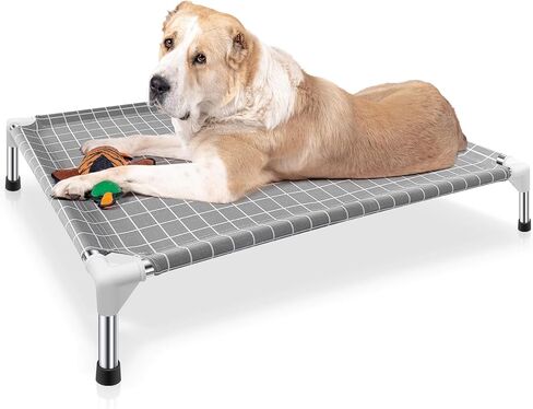 4-Sided Enclosed Elevated Dog Bed - Scratch-Resistant Stainless Steel Frame, Safety Fences to Prevent Falling, Ideal for Puppies & Cats, Indoor & Outdoor Use, Patio/Camping Friendly in Saudi Arabia