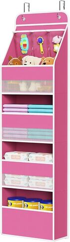 Univivi Over the Door Organizer for Baby Nursery, Beige Pattern, 6-Shelf | Door Storage with Large Capacity Breathable Mesh Pockets, Fabric Over Door Organizer for Baby Essential, Bedroom and Dorm in Saudi Arabia