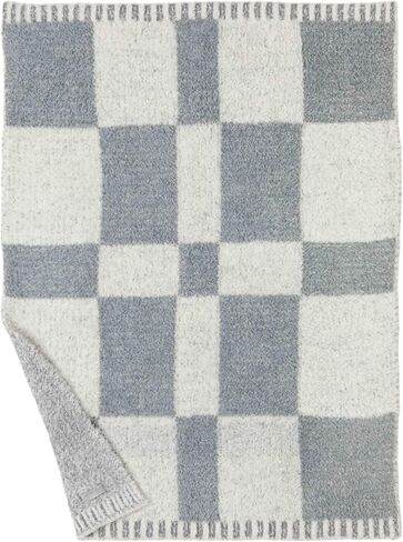 Barefoot Dreams, Unisex, CozyChic® Checkered Stroller Blanket (Infant), Moonbeam/Cream, Baby in Saudi Arabia