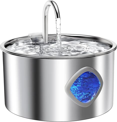 Cat Water Fountain Stainless Steel: 108oz/3.2L Cat Fountain for Drinking - Pet Water Fountains for Cats Indoor - Dog Water Bowl Dispenser - Pets Feeding & Watering Supplies - for Small Animals in Saudi Arabia
